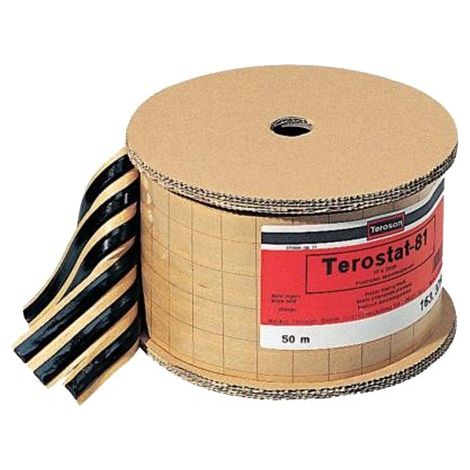Nastro sigillante butilico adesivo nero Teroson RB 81 10x2mm KS 50m, ad alta adesione, autovulcanizzante, viscosità molto elevata, non corrosivo.