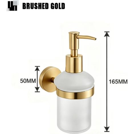 (Or brossé A) Distributeur mural de savon/gel hydroalcoolique en laiton nickelé moleté, support pour flacon en verre, accessoires de salle de bain (1/5)