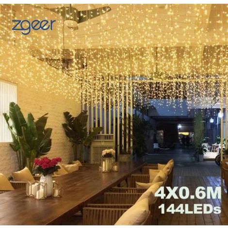Guirlande lumineuse - - Rideau lumineux LED 4m x 0.6m - 144 LED - 8 modes - Imperméable (1/4)