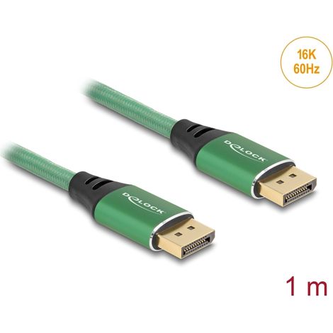 Delock Cable DisplayPort 16K 60 Hz 1 m metal verde