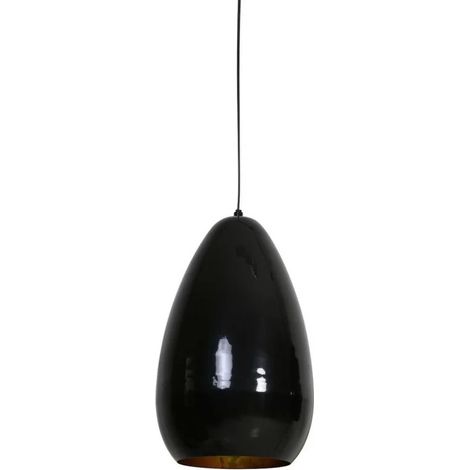 Light & Living 3064558 - Lampada a sospensione Ø27x42cm ELIANA nero lucido/oro - 1x40W E27 (non fornita)