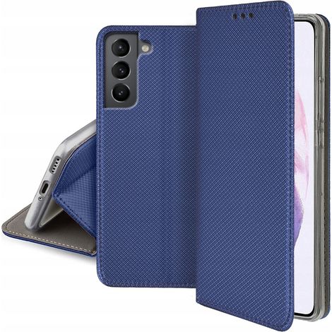 Custodia per Samsung Galaxy S21 FE SMART MAGNET BOOK BLU NAVY + VETRO (1/5)