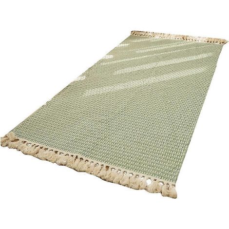 Tissu fin lavable en machine. Couverture de chevet en coton vert. (1/5)