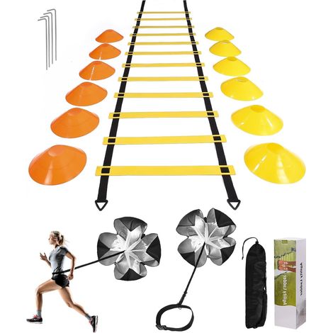 Soccer Training Equipment,Parachute Resistance Training,1 6 Meters Agility Scale 12 Disc Cones,Training Games for Speed and Agility (1/5)