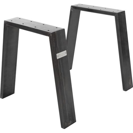 ML-Design Set di 2 Gambe per Tavolo Loft Industriale 44 x 42 cm in Acciaio Verniciato a Polvere Trasparente Profilo 8x2 cm Forma di U Struttura per Tavolino Panca Telaio per Panchina in Metallo