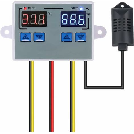Thermostat, ContrôLeur De TempéRature De Sortie d'Humidité NuméRique Thermostat De RéFrigéRateur Domestique Humidistat 10A ContrôLe Direct De l'HygromèTre du ThermomèTre (AC 110V-AC 220V) (1/4)