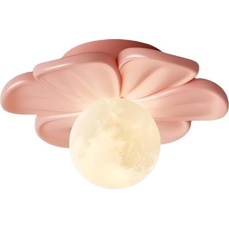 Modern colorful flower-shaped resin LED pendant light, recessed ceiling light for children's room, living room, hallway, pink (1/5)
