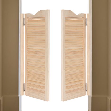 Porte Battante en Bois, Porte Saloon Double avec Charnières Incluses, Demi-porte Réglable, Porte Cowboy de Séparation pour Cuisine Escalier Salle De Bain Couloirs (1/5)