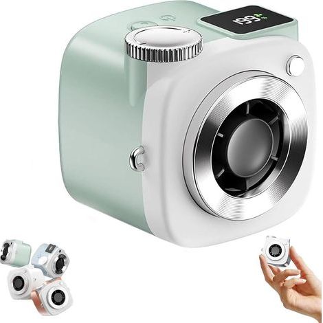Ventilateur portable mini caméra, 199 vitesses, écran LED, ventilateur personnel-Vert (1/5)