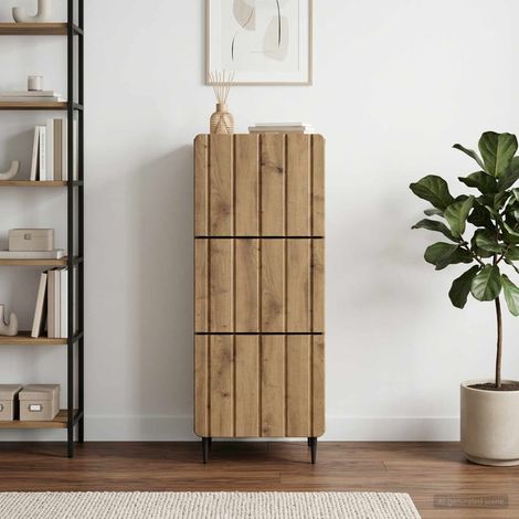Armoire à tiroirs 3 tiroirs en bois d’ingénierie chêne artisanal 33 x 34,5 x 92 cm - PANGIVO (1/5)