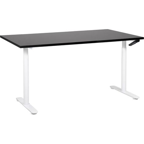 Schreibtisch manuell höhenverstellbar DESTINAS Schwarz / Weiß 160 cm 72 cm (1/5)
