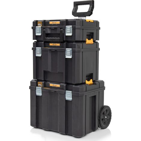 Dewalt TStak 2.0 3 PC Tower Tool Storage Boxes Shallow Deep Box Wheeled Trolley