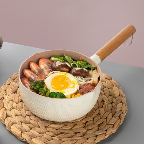 Casserole japonaise antiadhésive pour soupes de nouilles au lait, aliments pour bébés, blanche, 18 cm (1/5)