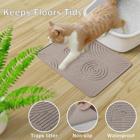 Tapis de litière pour chat antidérapant et imperméable Tapis de propreté en silicone pour bac à litière