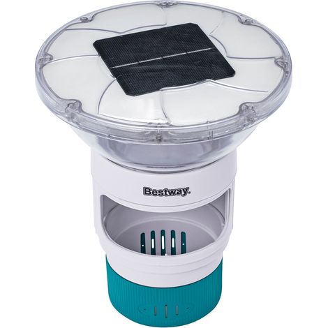 TRADE SHOP - Dosatore Per Pastiglie Cloro Galleggiante Piscina Con Luce Led Ad Energia Solare 58943 -