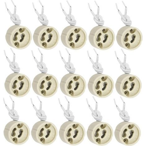 20 Pièces GU10 Support de Lampe Douille GU10 Base en céramique 2A 250V avec 9cm Câble en Silicone Douille D\\'ampoule Connecteur Adaptateur pour LED et Halogène (1/5)