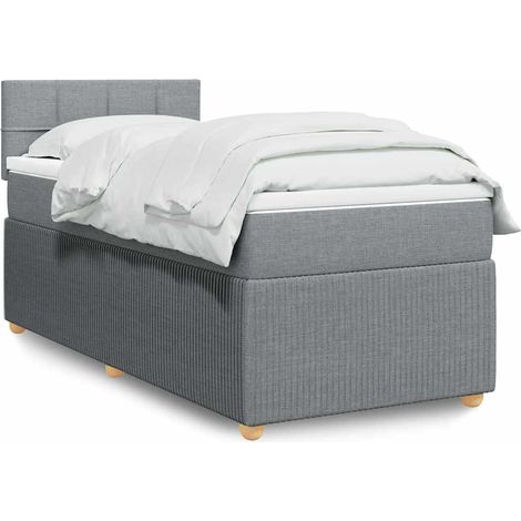 Boxspringbett mit Matratze Hellgrau 100x200 cm Stoff