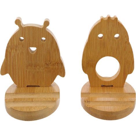 Set aus 2 kreativen Aufbewahrungsständern aus Holz für Smartphones und Tablets, ideal für Zuhause. – 9,8 x 9 x 6,6 cm (1/4)