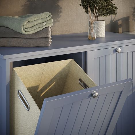Mueble de baño Bianco, Gris, 83 x 80 cm con 2 cestas de ropa, Vicco (1/5)