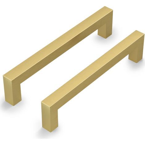 Set of 2 gold-plated kitchen cabinet handles, 192 mm center-to-center distance, made of stainless steel (1/5)