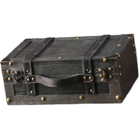 Valise vintage avec poignée, boîte de rangement décorative en bois antique, décoration de table (1/5)