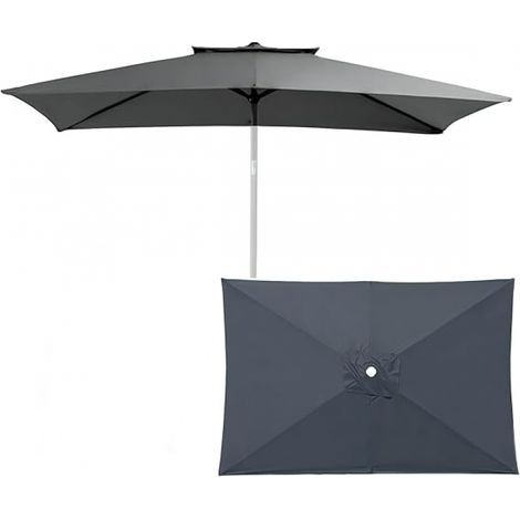 Ersatzdach für Sonnenschirm, rechteckig 2 x 3 m, für Strand, Pool, Terrasse, Garten (grau) (1/5)