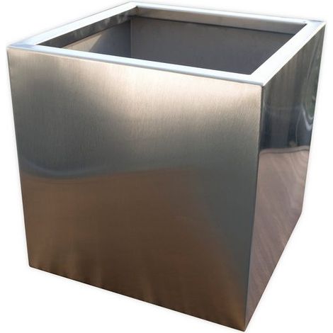 Köhko® Designer-Blumenkübel aus Edelstahl VIVO 80 x 80 x 50 cm matt gebürsteter Pflanztopf eckig & groß
