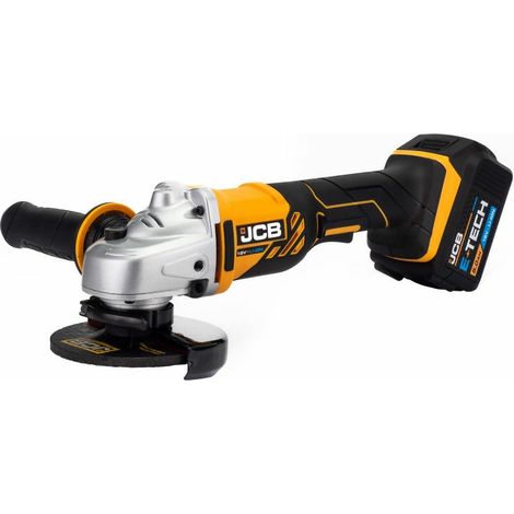 Amoladora Angular Inalámbrica JCB 115 mm 2x5,0 Ah, para Corte y Amolado, Velocidad 8000 rpm, Batería de 18 V, Incluye Disco de Amolar y Bolsa de Transporte.