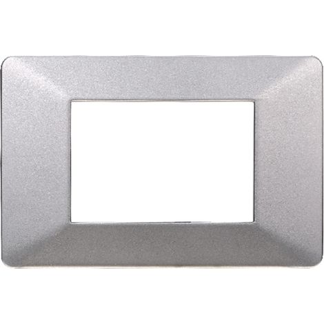 Placca compatibile Vimar Plana 3 moduli plastica colore argento Ettroit EV83306