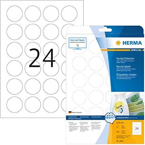 HERMA Etiketten A4 weiss 40 mm ablösbar Papier 600 St. (5066) (1/5)