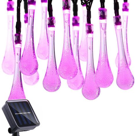 Guirlande Lumineuse Exterieure Solaire,20LED Gouttelettes Lumières Guirlande Solaire Étanche 8 Modes Lumières de Fête Décoration éclairage pour Jardin Terrasse Fête Noël Mariage (Multi) (1/5)