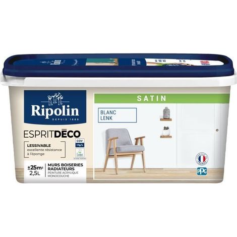 Farbe Geist Deko Multi-Träger - RIPOLIN - 446523 - Weiß lenk - Satin - 2,5 L