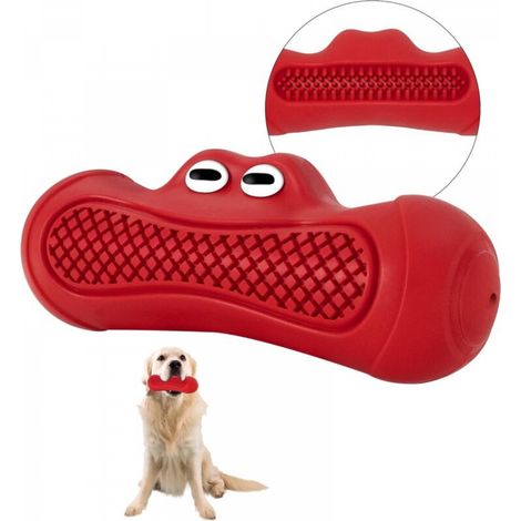 Jouet durable pour mâcheurs agressifs, jouet couineur en caoutchouc naturel résistant à la corrosion, rouge (1/4)