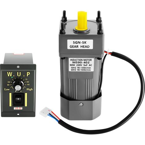 90W Moteur à engrenages avec vitesse réglable Moteur électrique 220V Moteur monophasé à couple élevé et variateur de vitesse (sous-transmission 5K) (1/5)