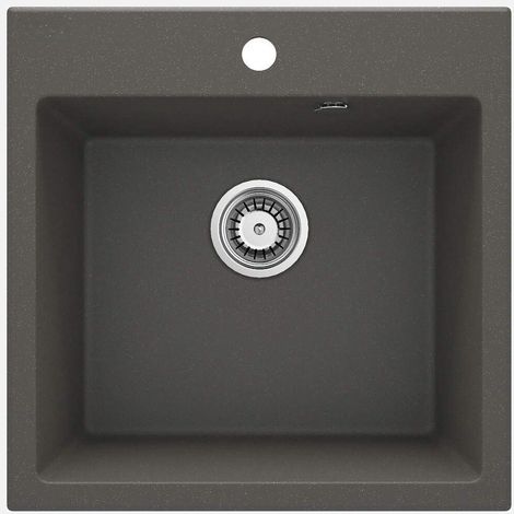 Lavello cucina in granito con 1 vasca 50x50 cm antracite metallizzato - Kalo