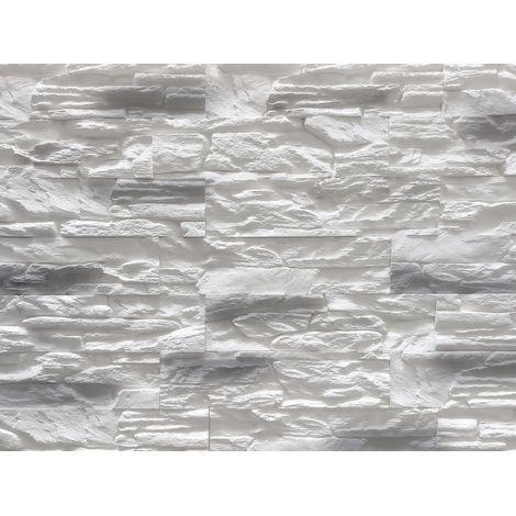 Azulejo decorativo de yeso para pared 37×9,2cm 0,4m2 Blanco y gris, imitación piedra