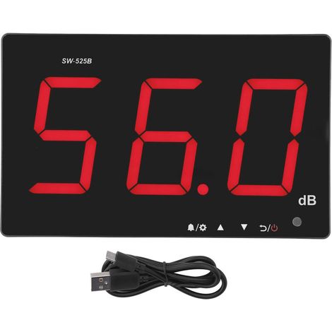 Jeffergarden Sonomètre avec écran LCD de 9.6 pouces, réponse rapide, 30 à 130db, lecteur de décibels de bruit à montage mural, pour salle de classe, maison, rue-DOU