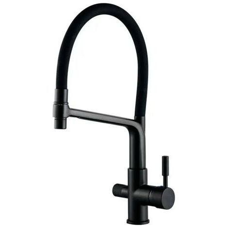 Robinet 3 voies pour système d'osmose inverse, amovible, rotatif à 360°, design moderne de la gamme Hermes, noir (1/5)