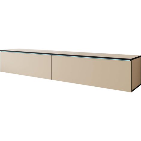 Meuble TV Lowboard 180 cm – Panneau stratifié 15 mm – Finition A.B.S résistante à l'eau – Accès pratique aux appareils (1/4)