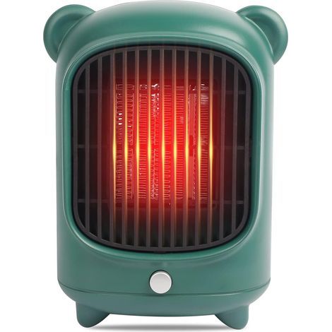 Green Portable Ceramic Electric Heater Fan PTC Small Ceramic Heater Mini Fan Heater with Adjustable Thermostat 500W EU Plug Overheat Protection (1/5)