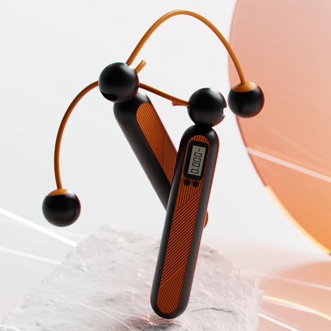 GARRYFIZH Corde à sauter sans fil pour l'entraînement physique avec compteur intelligent à l'extérieur et à l'intérieur, orange nuit