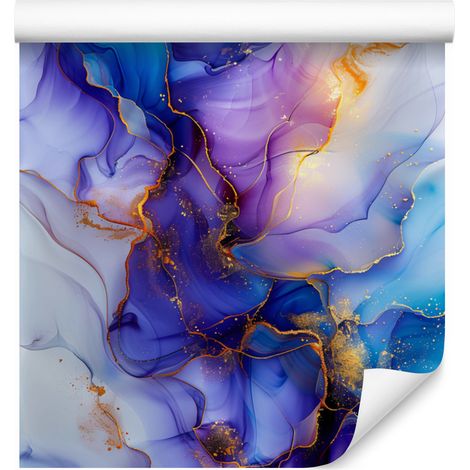 Papier peint bleu encre, violet et azur pour salon et chambre 50x1000 cm (1/5)