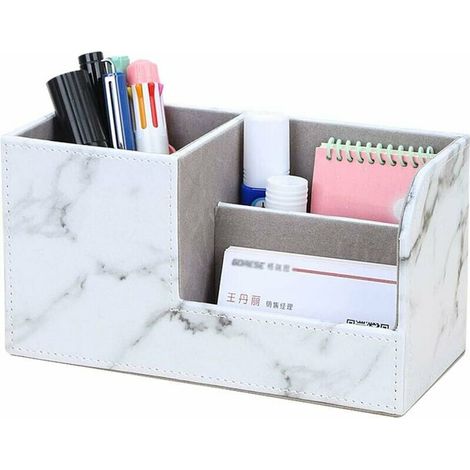 Organisat de bureau en cuir PU Organisat de rangement en cuir PU Boîte à stylos Porte-stylo Fournitures de bureau (1/4)
