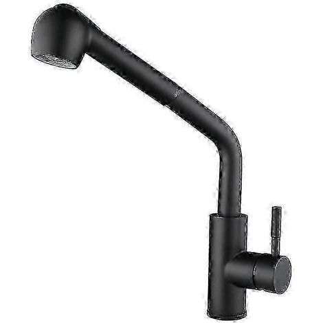 Robinet de cuisine extensible, robinet de cuisine en acier inoxydable noir, pommeau de douche à double fonction et cordon tressé (1/5)