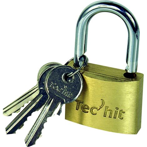 TEC HIT 428030 Cadenas en Laiton - Longueur 30 mm - Jeu de 3 Clés
