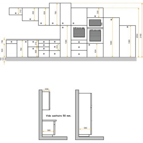Caisson sous évier hauteur 780 mm profondeur 580 mm largeur 1000 mm coloris anthracite