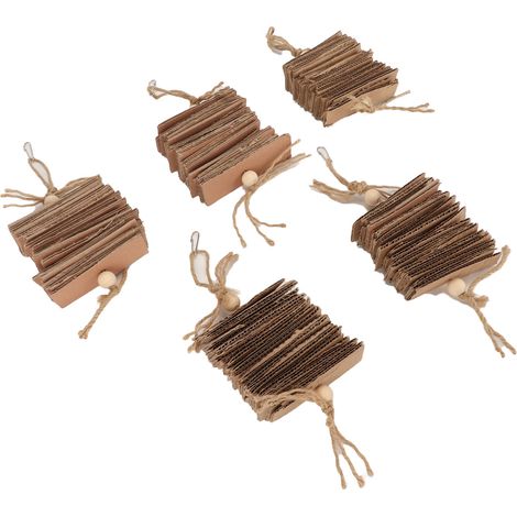 Lot de 5 jouets à mâcher en carton pour perroquets, résistants aux morsures, pour conures grises d'Afrique, petits cacatoès et autres oiseaux. Couleur bois. (1/5)