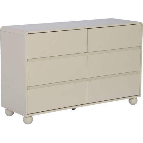 Children's chest of 6 drawers with lacquered wood decor beige 120x40x75 cm - Noushka (1/5)