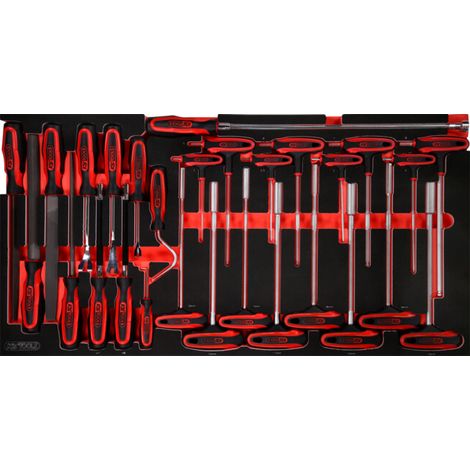 Ks Tools – Jeu de clés mâles coudées à poignée en T – 28 pièces avec insert en mousse – Longueur 388mm, largeur 750mm – Pour travaux d'entretien (1/2)