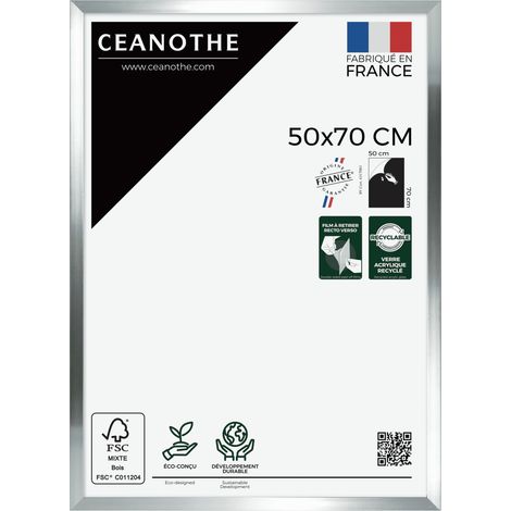 Cadre Photo Acier 50x70 cm et 70x50 cm - Convient au A2 et Affiche Poster – Fabriqué en France - Cadre Precious Acier 50x70 cm - Cadre photo en Résine recyclée - Verre acrylique Incassable (1/5)